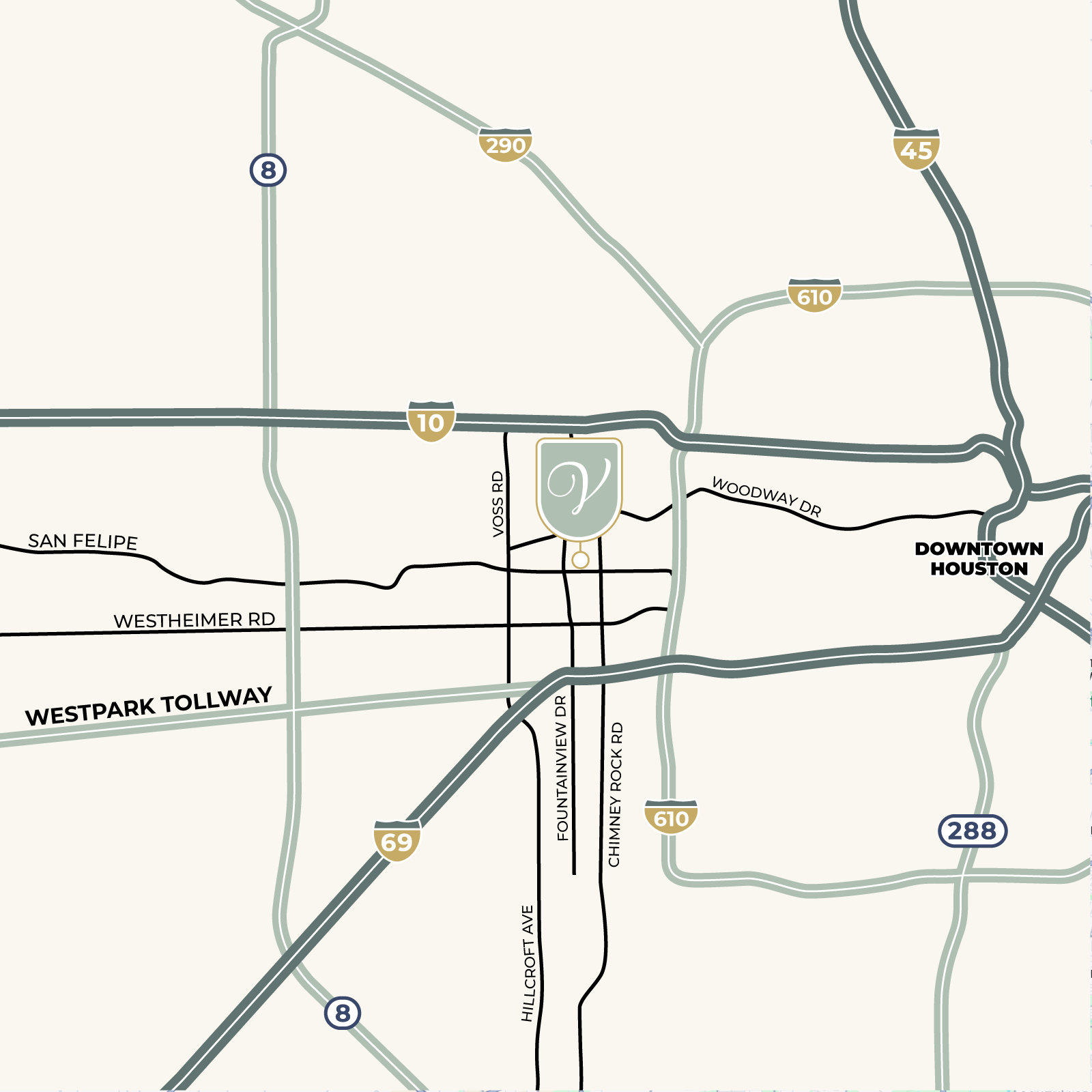 Village of Tanglewood Houston Texas Map